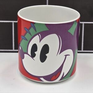 Stylized Mickey Mouse Face Mug Pop Art Made in Japan Purple Red Green